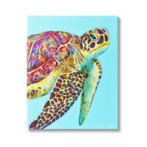 Swimming Sea Turtle Turquoise Accent Animals & Insects Graphic Art Gallery Wrapped Canvas Print Wall Art