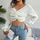 thumbnail image 2 of Suéter con cuello en V para mujer, Jersey de punto con manga larga acampanada y espalda descubierta anudada en la parte delantera, Top para Otoño e Invierno, 2 of 8