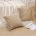 thumbnail image 2 of Faux Fur Plush Throw Pillow Covers 18x18 Set of 2 - Luxury Soft Fluffy Striped Decorative Pillow Covers for Sofa, Couch, Living Room - Cream White, 2 of 7