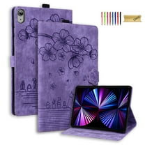 ELEHOLD for iPad 10th Generation 10.9 inch 2022 Leather Case,Embossed Flower Pattern Folio Flip Case Card Slots Kickstand Magnetic Clasp Shockproof Protective Case for iPad 10.9", Purple