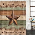 thumbnail image 2 of Country Stars Bathroom Shower Curtains with Hooks, Vintage Wood Striped Bless Our Home Farm Waterproof Fabric Washable Shower Curtain for Home Hotel Bathtub Decor 72x72 Inch, 2 of 9