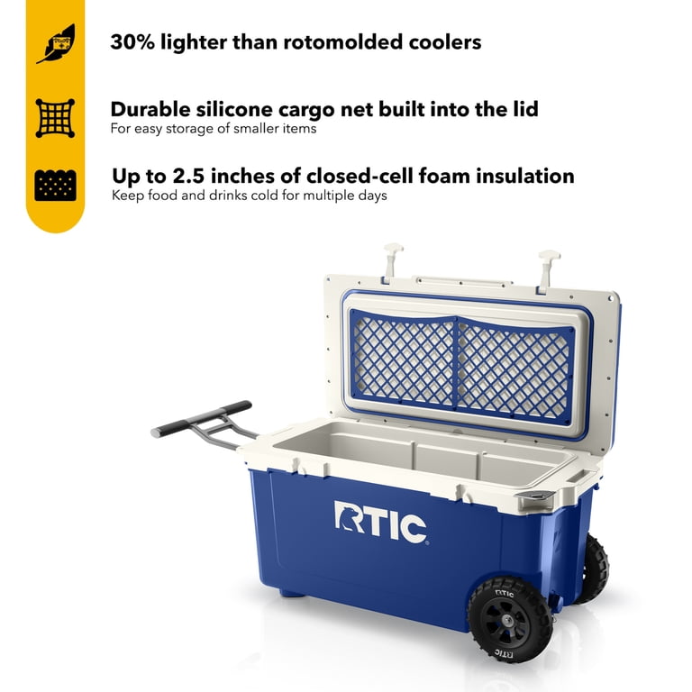 RTIC 72 QT Wheeled Hard-Sided Ice Chest Cooler, Ultra-Light, Fits