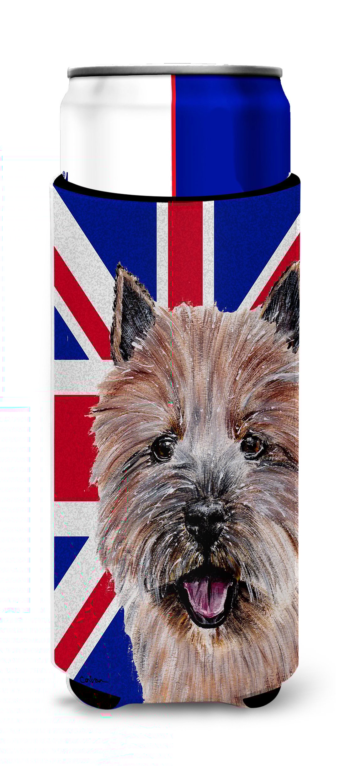 

Carolines Treasures SC9877MUK Norwich Terrier with English Union Jack British Flag Ultra Hugger for slim cans Slim Can