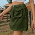 thumbnail image 6 of Skirts for Women Trendy Y2k Cargo Denim Mini Skirt High Waisted Stretchy Jean Shorts Green M, 6 of 7