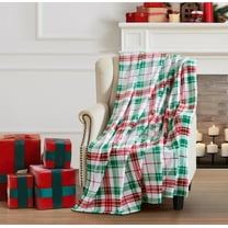 Serafina Home Tartan Christmas Throw Blanket: Colorful Soft Cozy Accent for Sofa Couch Chair Bed or Dorm, Multi-Colored on White 50" x 70"