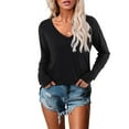 thumbnail image 2 of Fancyglim Womens Long Sleeve Tee Shirts V Neck Basic Comfy Tops Tunic Black L, 2 of 4