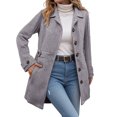 thumbnail image 6 of Quealent Pea Coats For Women Wool Blend Thicken Stand Collar Single Breasted Trench Coat Fashion A-Line Fall Winter Jackets Gray for Size L, 6 of 6