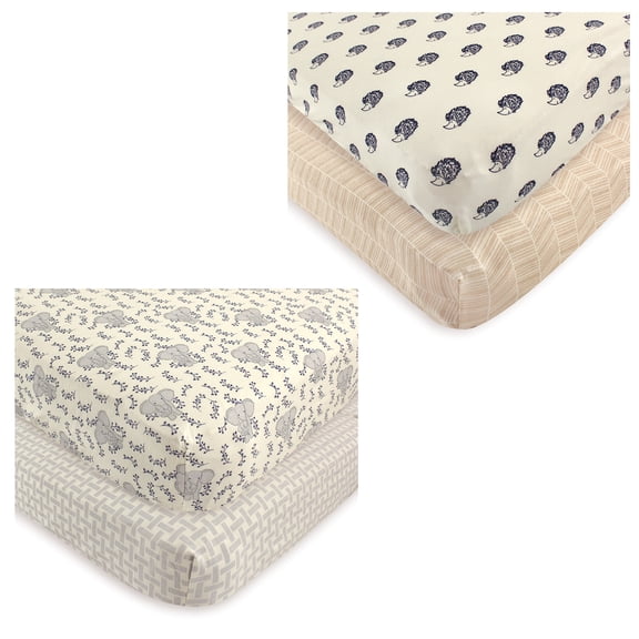 Touched by Nature Baby Boys' and Girls' Organic Fitted Crib Sheet, 4-Pack, Choose Your Color