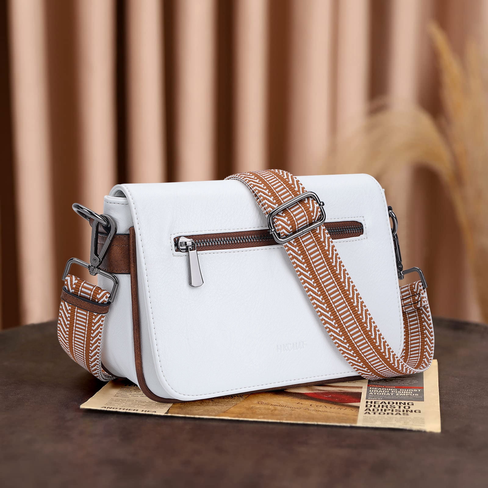 HKCLUF Crossbody Bag for Women Trendy Vegan Leather Crossbody Bag with Strap Magnet Flap Zip Shoulder Purses