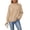 Khaki, variant on Women's Quilted Textured Tops Waffle Knit Mock Neck Long Sleeve Drop Shoulder Shirts Loose Fit Solid Casual Pullover Blouses Purple