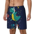 thumbnail image 2 of Uemuo Dinosau Space Explorer Pattern Mens Swim Trunks Quick Dry Board Shorts with Mesh Lining, Stretch Beach Shorts Quick Dry No-Chafing Board Shorts-Small, 2 of 9