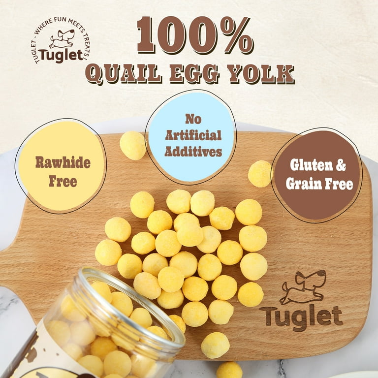 TUGLET Freeze Dried Cat And Dog Treats, Healthy Quail Egg Yolks Training Snacks Food Toppers, 8