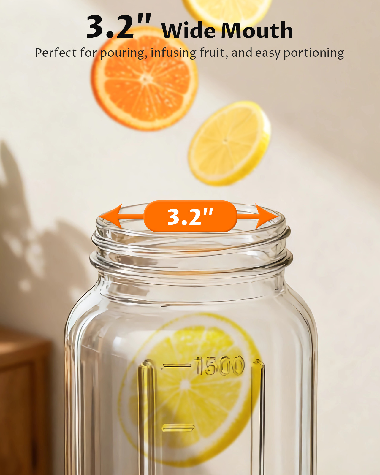 GOSCHE 64oz Glass Mason Jar Pitcher with Lid and Spout photo 4