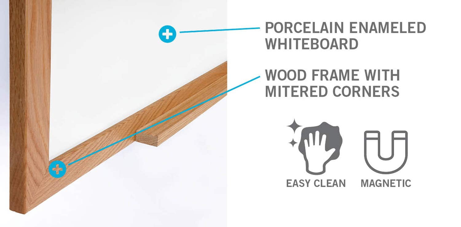 Pemberley Row Ceramic Porcelain Natural Oak Whiteboard Rectangular Magnetic 48.63" x 144.63" Assembled