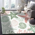 thumbnail image 5 of Area Rugs Indoor Non-Slip Rectangle Rug 5x8 Ft Summer Ocean Sage Green and Red Coral Starfish Seashells Rug Rubber Backing Floor Mats Non Shedding Home Decor Carpet for Entryway Living Room, 5 of 8