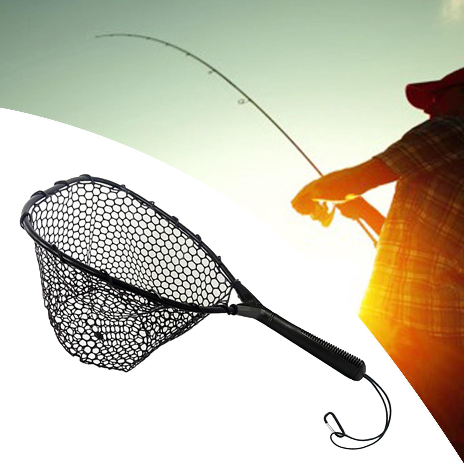 QccHieUs Fishing Landing Net Catching Mesh Net Nonslip Grip Sturdy Fishing Tool Catch and C