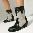 thumbnail image 2 of Mostsola Cowboy Boots for Women Pointed Toe Pull on Heel Denim Western Cowgirl Ankle Boots, 2 of 7