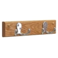 thumbnail image 1 of 2 Double Prong Nickel Hook Rail & Coat Rack - Light Oak - 10 x 225 x 175 in., 1 of 1
