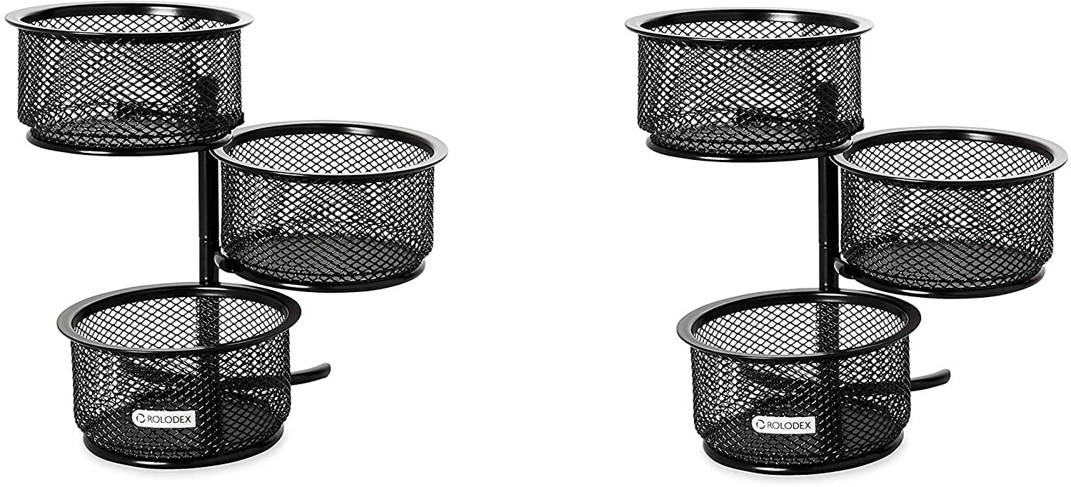 62533 2 Pack Mesh Collection 3-Tier Swivel Tower Sorter Black 