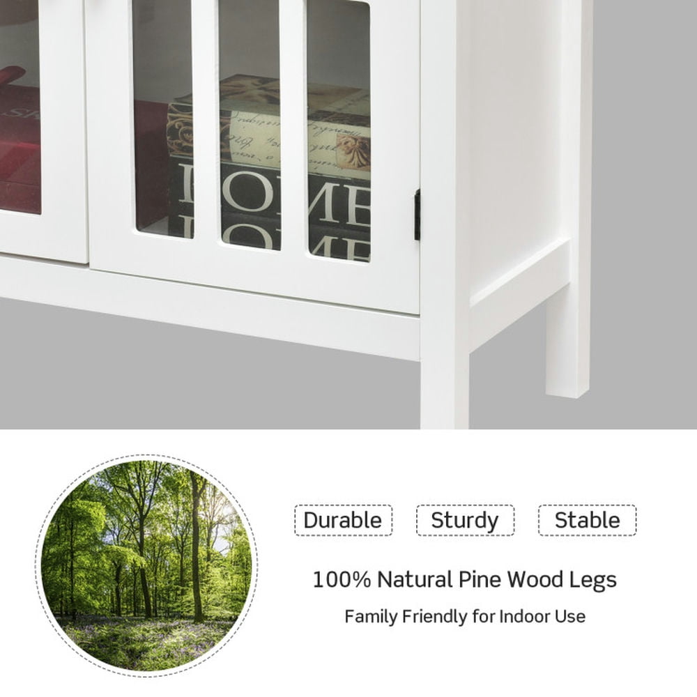 Finihen Kitchen Storage Cabinet, Buffet Sideboard, Glass Door Sideboard Console Storage Buffet Cabinet, for Dining Room, Kitchen, Living Room, White Finihen Kitchen Storage Cabinet, Buffet Sideboard, Glass Door Sideboard Console Storage Buffet Cabinet, for Dining Room, Kitchen, Living Room, White