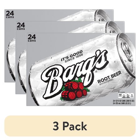 (3 pack) Barq's Root Beer Soda Pop Cans, 12 fl oz, 24 Pack