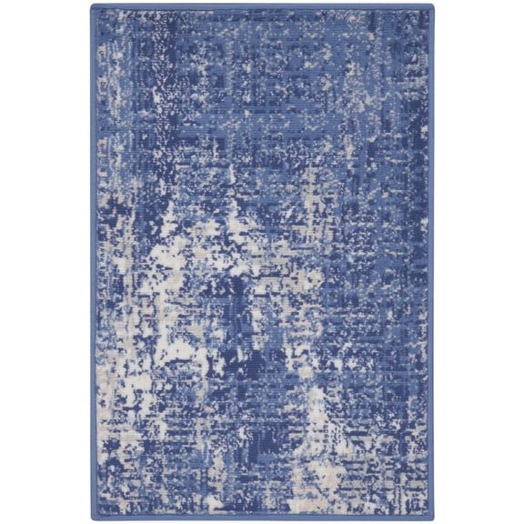 Nourison Whimsicle Artistic Contemporary Blue Ivory 2' x 3' Area Rug, (2' x 3')