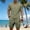 Army Green, variant on Men's 2 Pieces Linen Set Lace up Henley Shirt Short Sleeve and Medieval Viking Pirate Shorts Summer Beach Yoga Matching Outfits Big and Tall Size S-3XL White