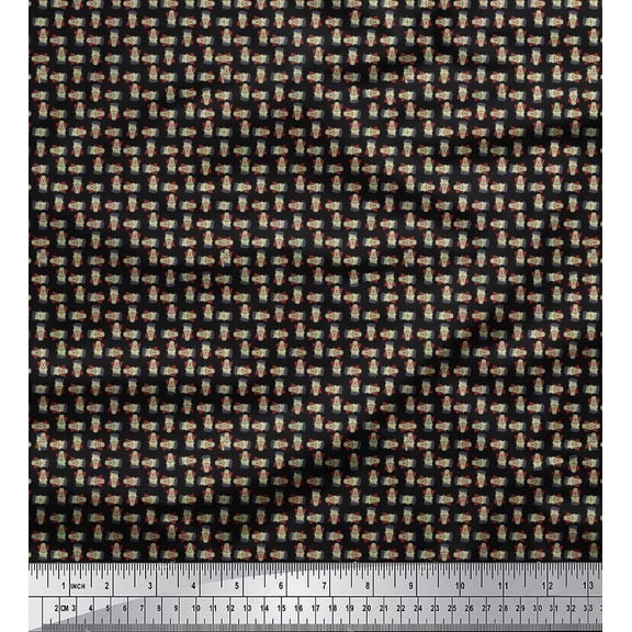 Soimoi Polyester Crepe Fabric Witch Face Halloween Fabric Prints by Yard 42 Inch Wide