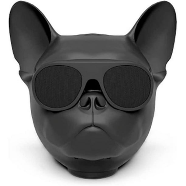 Altavoz creativo con forma de perro, altavoz inalámbrico Bluetooth, reproductor de música con sonido estéreo portátil con forma de perro (1 unidad, negro)