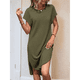 thumbnail image 5 of Vestido Midi de Verano para Mujer, Color Liso, con Abertura, Verde , Talla XL, 5 of 9