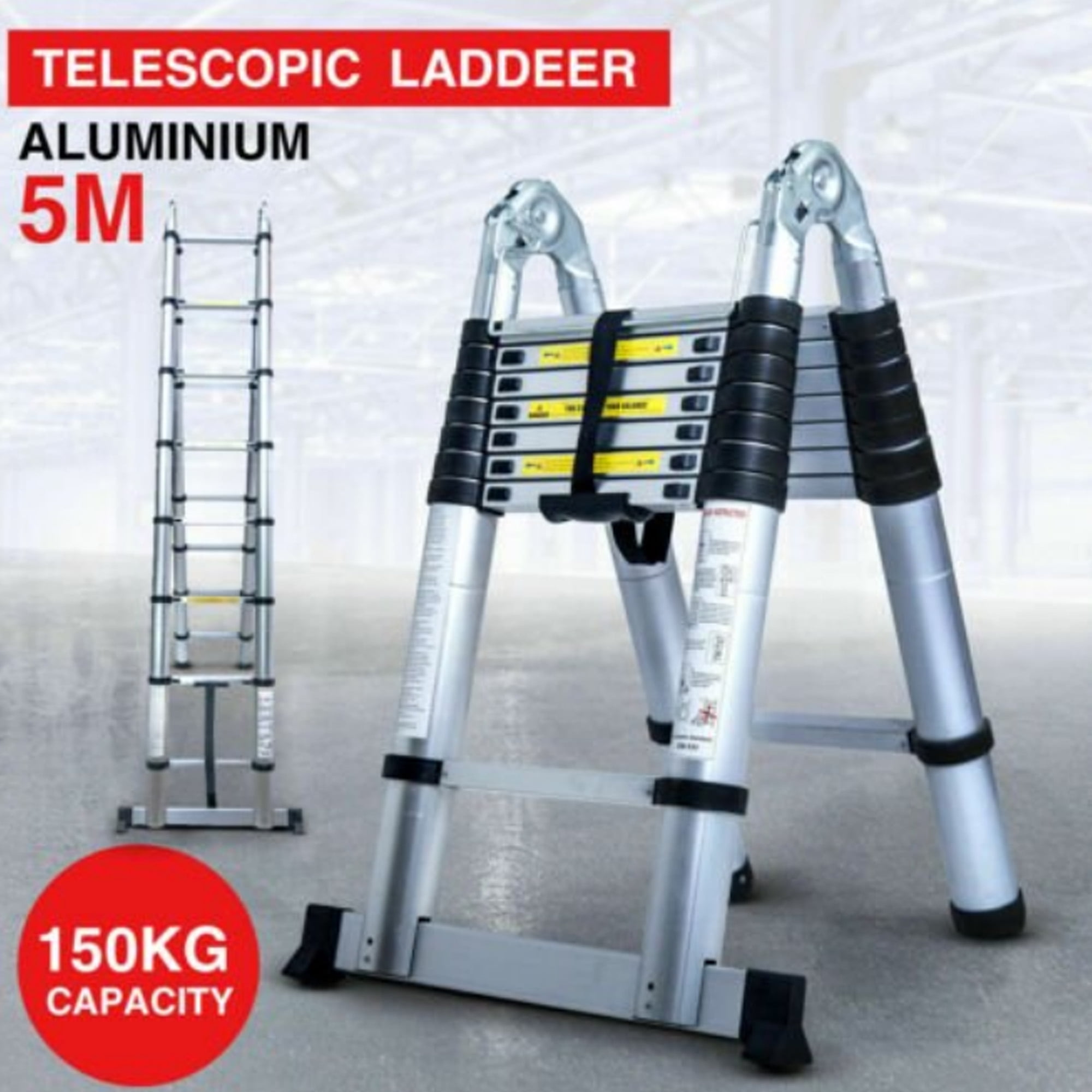 Bowoshen 16.5FT Aluminum Telescoping Extension Ladder, Portable Multi