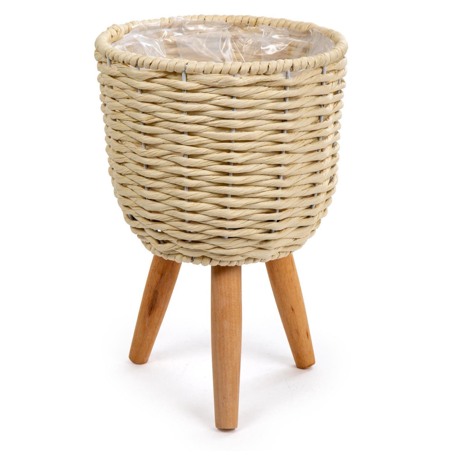 Truu Design Ensemble de jardinière décorative en papier tissé avec pieds en bois