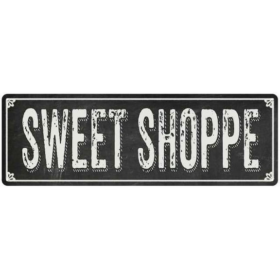 SWEET SHOPPE Shabby Chic Black Chalkboard Metal Sign 8x24 Decor 108240050040