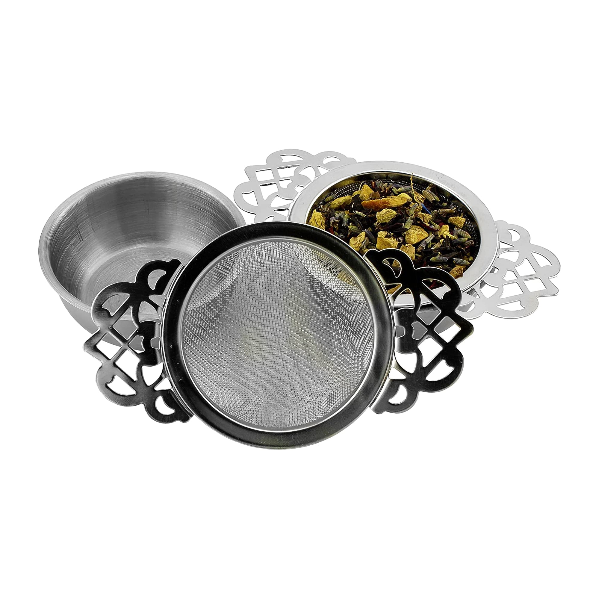 Solstice Empress Tea Strainers with Drip Bowls (2Pack); Elegant