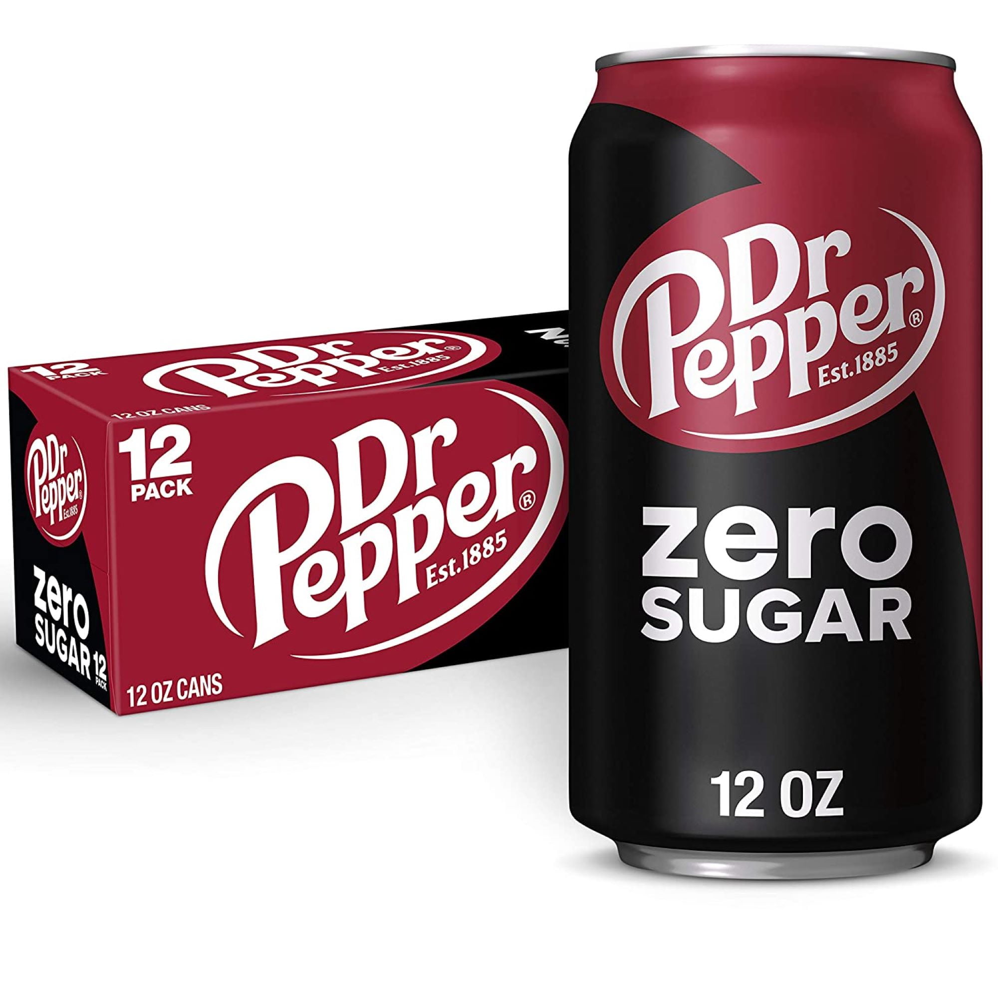Dr Pepper Zero Sugar Soda 12oz Cans, Quantity 12