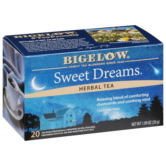 Sweet Dreams Herbal Tea, Caffeine Free Tea with Chamomile and Mint Herbs, 20 Count Box (Pack of 6), 120 Total Tea Bags