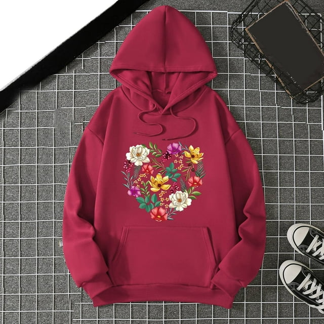 Chandails en Molleton à Capuche pour Femmes, Imprimé Élégant, Coupe Ample, Col en V, pour Voyage Décontracté, Rendez-Vous, Usage Quotidien, Manches Longues