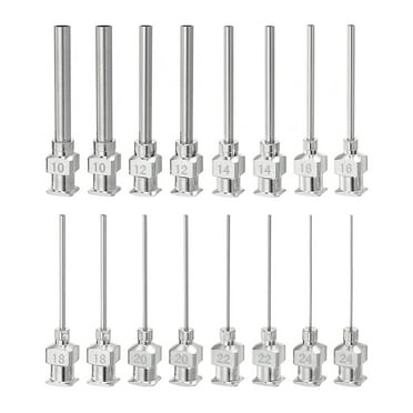 16 Pcs Different Gauge 1 Inch Blunt Tip Dispensing Needle for Adhesive Refilling Liquid Inks