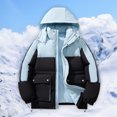 thumbnail image 2 of Men's Winter Color Contrast Hooded Quilted Coat Fashion Thick Color Warm Casual Quilted Coat, 2 of 4