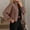 Brown, variant on Womens Oversized Funnel Neck Bomber Puff Jacket Windproof Waterproof Lightweight Shacket Spring Fall Outerwear