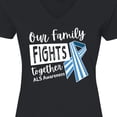 thumbnail image 4 of Inktastic Our Family Fights Together ALS Awareness Women's V-Neck T-Shirt, 4 of 5