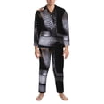 thumbnail image 3 of Picia Black Cobra Snake Pattern Men’s Long-Sleeve Sleepwear Set - Soft 2-Piece Loungewear with Pockets, Comfy PJs for Relaxing Nights-Small, 3 of 7