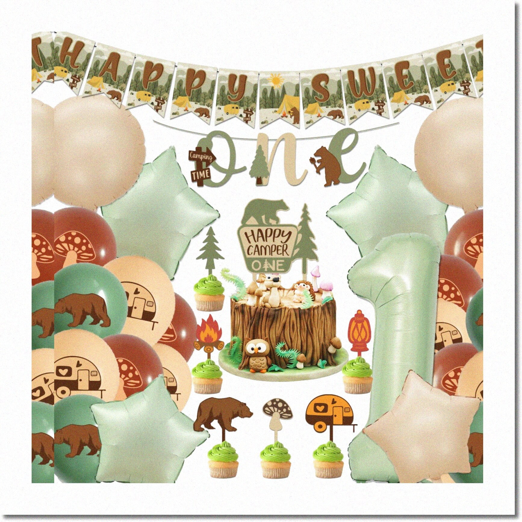 Campfire Celebration: Happy Camper Birthday Party Kit Sweet One