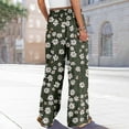 thumbnail image 7 of WTOBBY Women's Summer Floral Print Wide Leg Palazzo Pants Featuring High Waist Elastic Drawstring Casual Design and Pockets for Stylish Outfits ,Army Green L, 7 of 7
