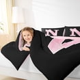 thumbnail image 3 of Manfei Personalized Initial N Bedding Comforter Set for Girls, Pink Bow Tie Twin Comforter Sets, Watercolor Monogrammed Bedding Set, Breathable Room Decor, Reversible 2pcs, 3 of 6