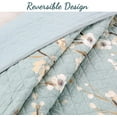 thumbnail image 3 of Cozy Line Aqua Teal Turquoise Floral Blooming Cotton Reversible Quilt Bedding Set, 3 of 6