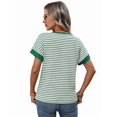 thumbnail image 5 of Women'S Short Sleeve Knit Tops Trendy Crewneck Striped T Shirts Casual Summer Blouses Outfits Green M, 5 of 9