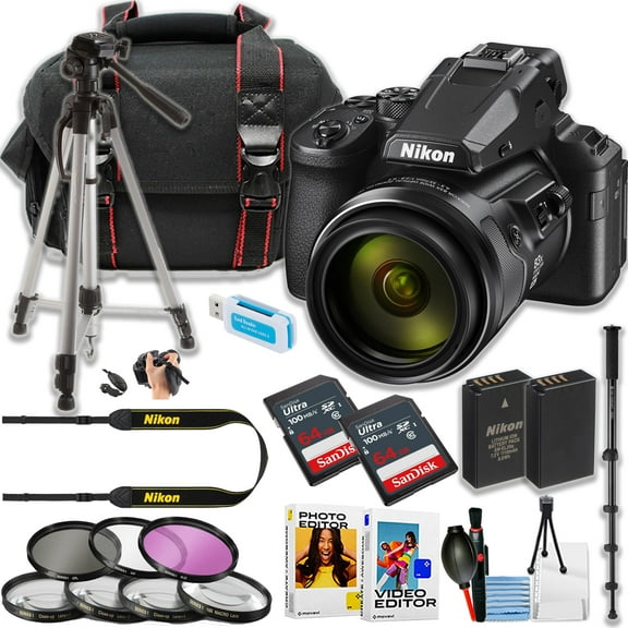 Nikon COOLPIX P950 Digital Camera   SanDisk 64GB Ultra Memory Card   Tripod   Monopod   Camera Case   More (18pc Bundle)