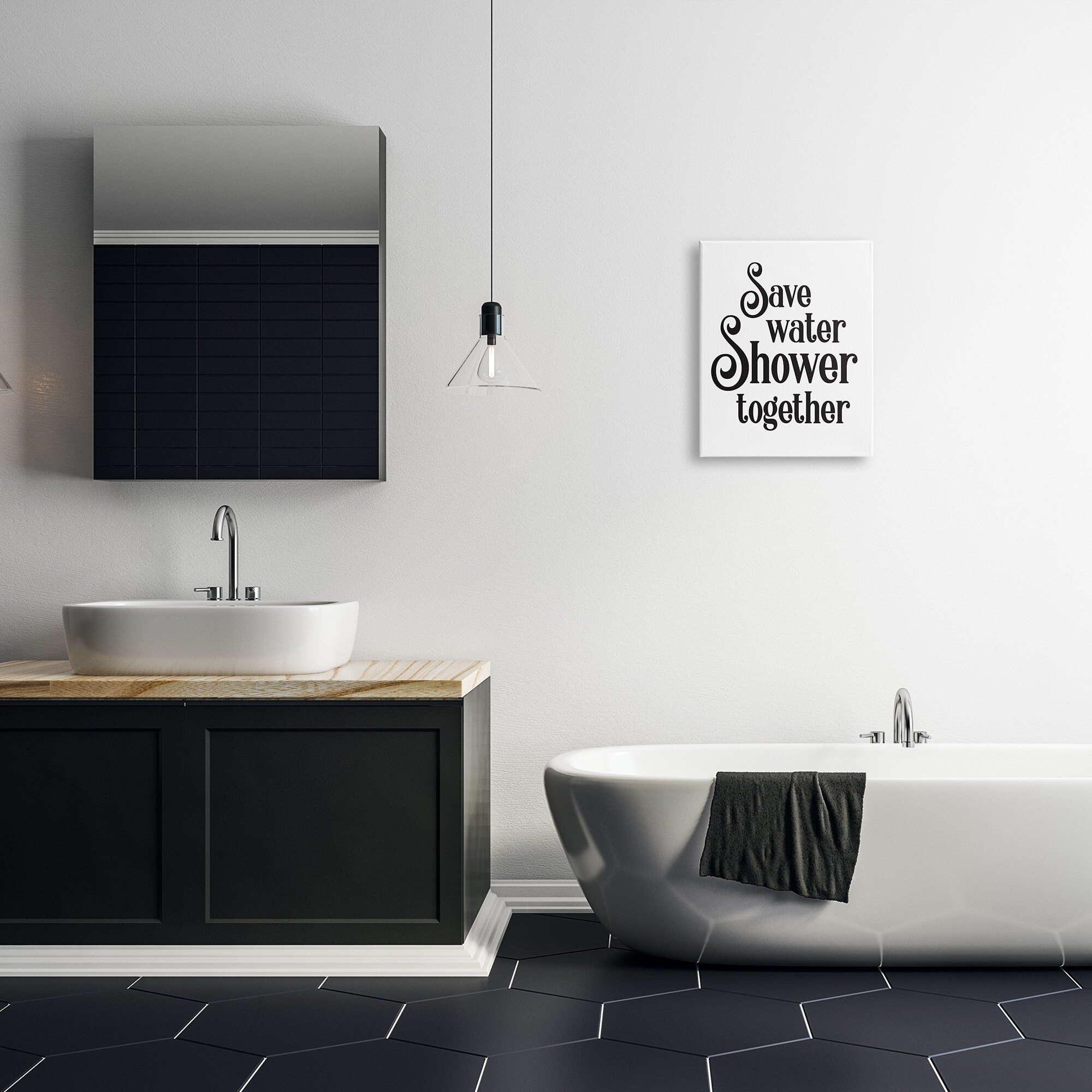 Stupell Industries Shower Together Humorous Bathroom Typography Casual Sign Graphic Art Gallery Wrapped Canvas Print Wall Art, Design by Lettered and Lined