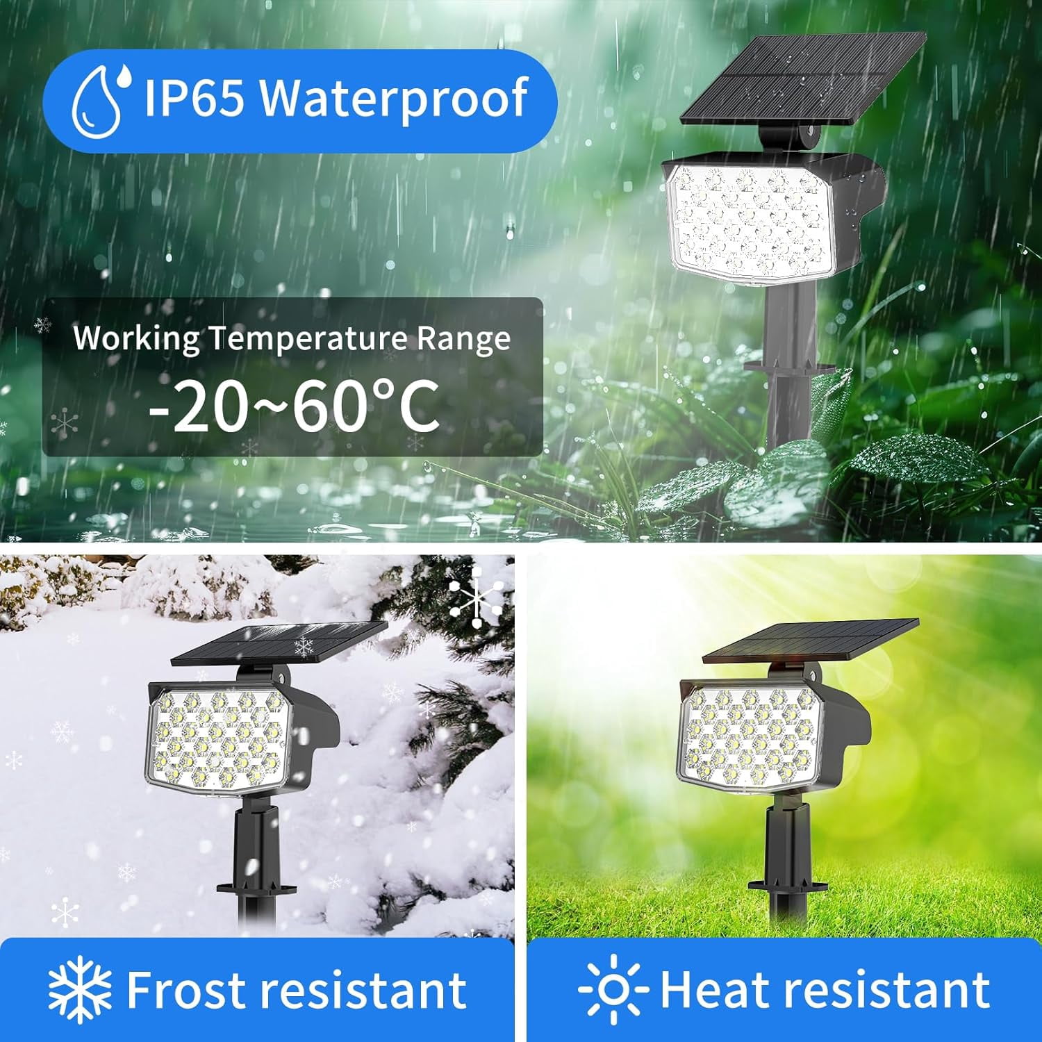 Solar Spot Lights Outdoor, 6 Pack, 3 Modes, Adjustable Landscape Solar Lights, IP65 Waterproof for Walkway, Yard, Garden, Driveway Security-Cool White